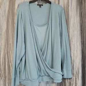 Lane Bryant waffle knit, long sleeve wrap top